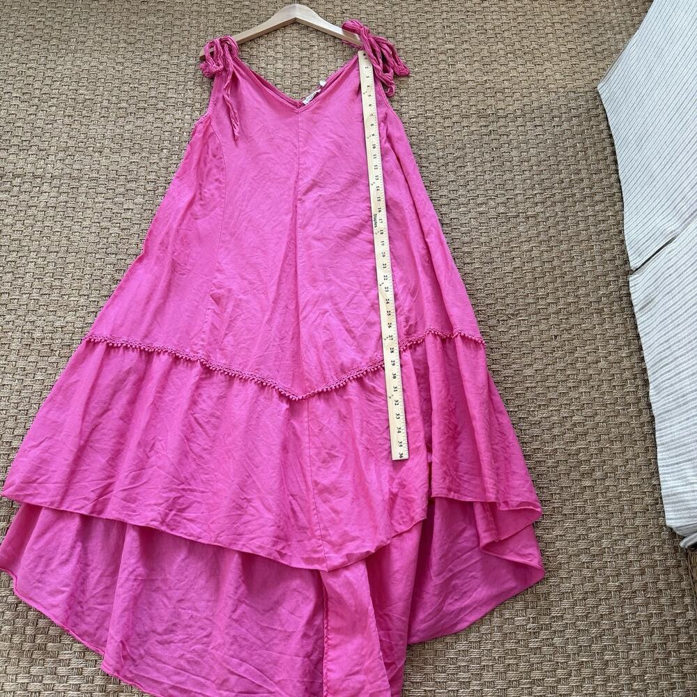 Cristina Vergani 100% Linen Women’s Sleeveless Pink High Low Maxi Dress Sz XL - Picture 8 of 11